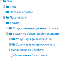 Услуги блокировки в номенклатуре
