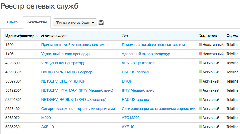 Реестр сетевых служб