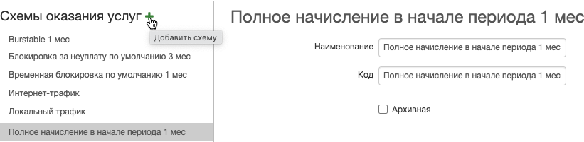 Добавление схемы оказания услуг Добавление схемы оказания услуг