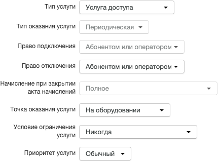 Параметры оказания услуги доступа Параметры оказания услуги доступа