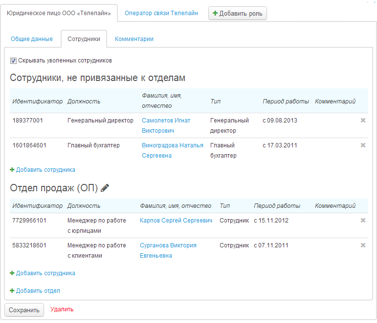 Сотрудники Сотрудники