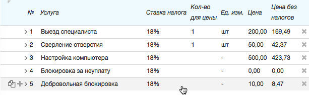 Состав приказа по ценам с услугой добровольной блокировки Состав приказа по ценам с услугой добровольной блокировки